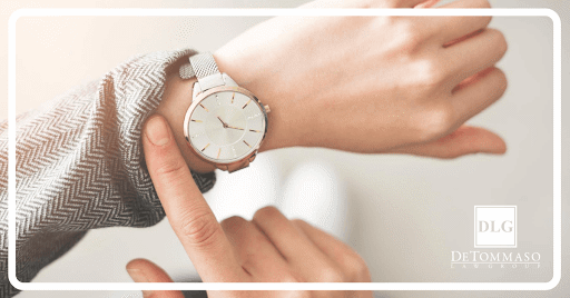 checking wrist watch