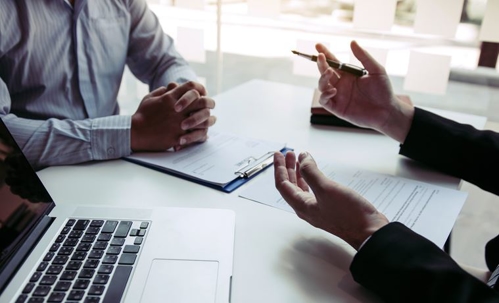 lawyer and client discussing legal options